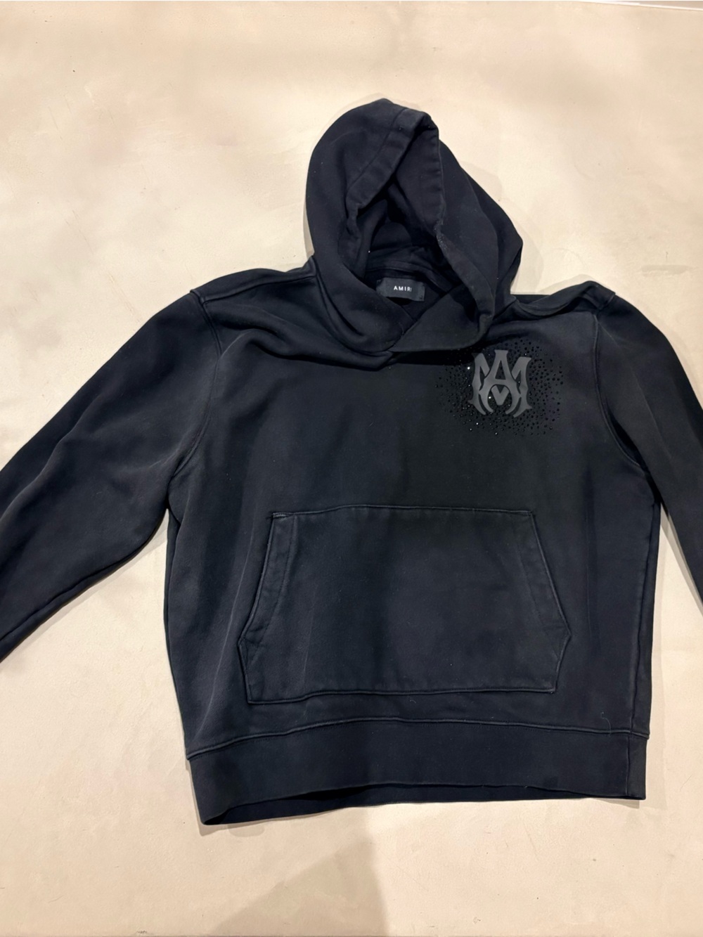 AMIRI M Black Hoodie with Back Logo including black rhinestones - luxury comfort - Picture 6 of 6